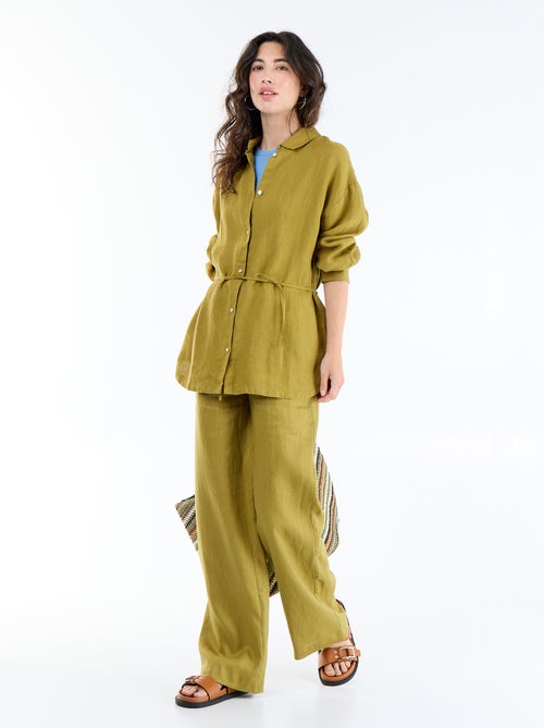 Effen lange blouse van linnen - Kiabi