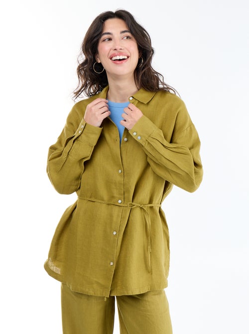 Effen lange blouse van linnen - Kiabi