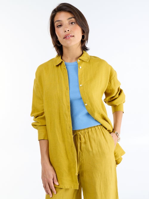 Effen lange blouse van linnen - Kiabi