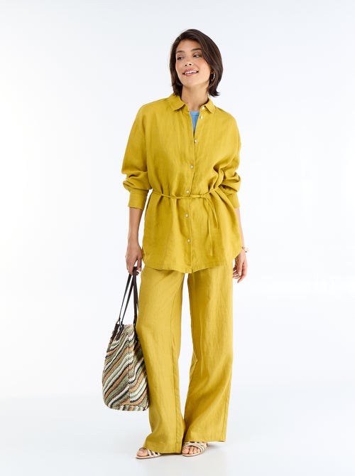Effen lange blouse van linnen - Kiabi