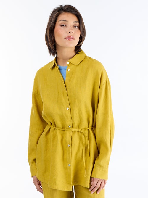 Effen lange blouse van linnen - Kiabi