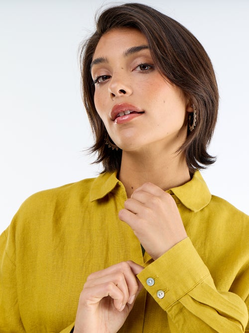 Effen lange blouse van linnen - Kiabi