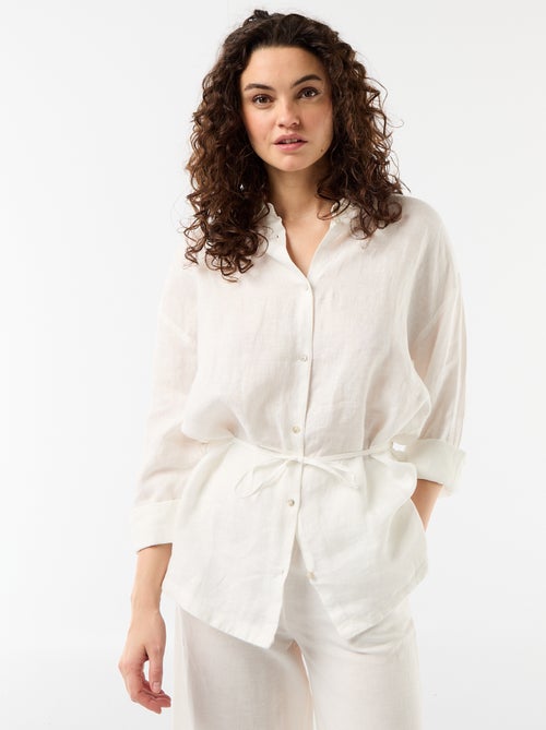 Effen lange blouse van linnen - Kiabi