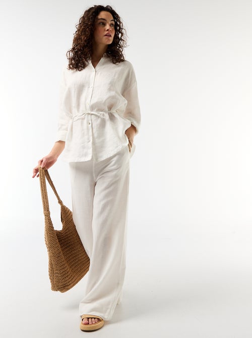 Effen lange blouse van linnen - Kiabi