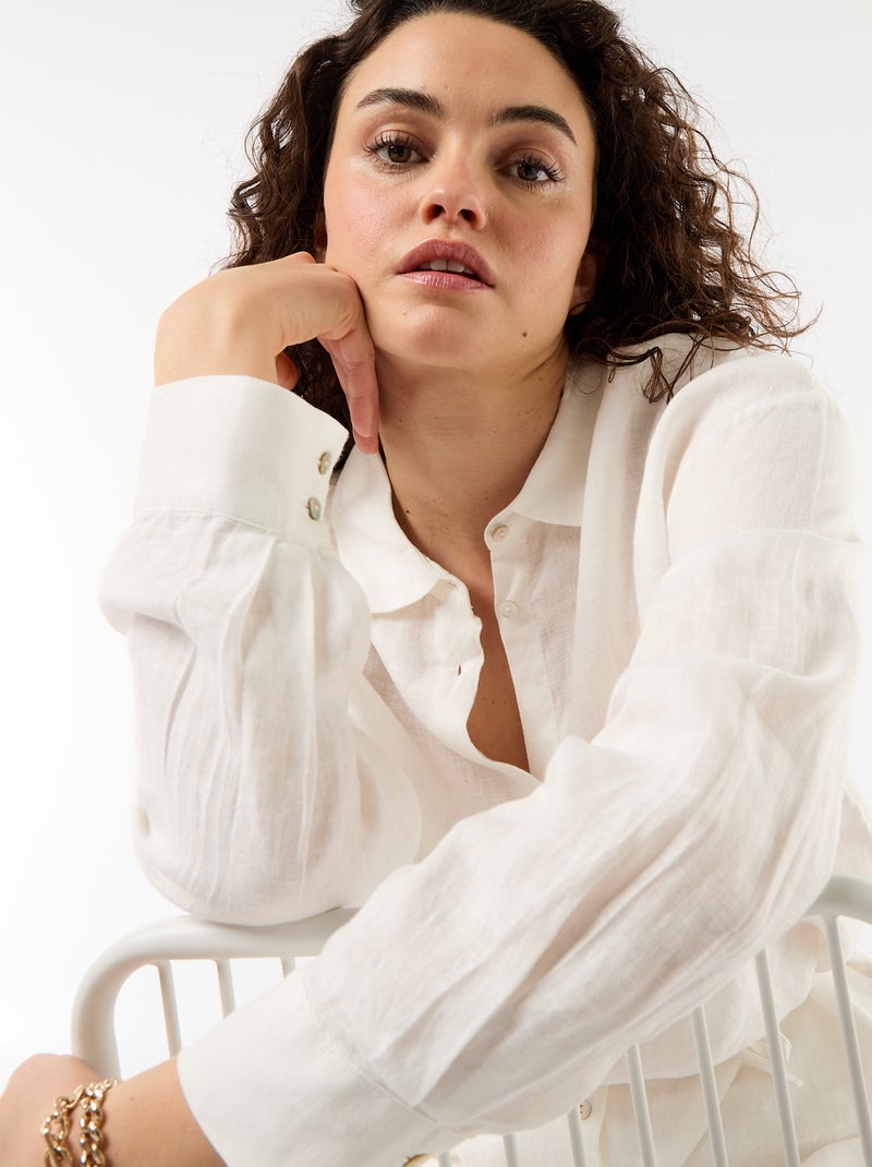 Effen lange blouse Wit - Kiabi