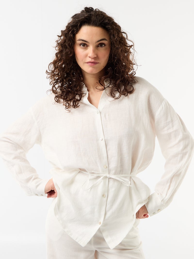 Effen lange blouse Wit - Kiabi
