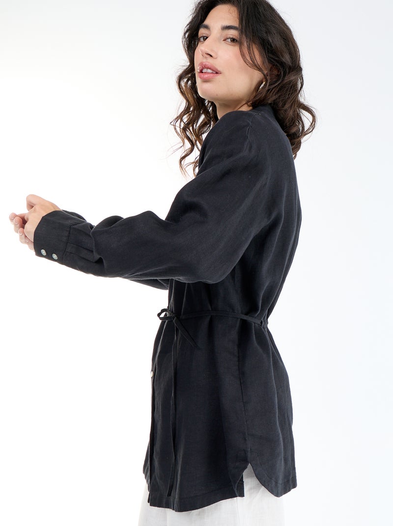Effen lange blouse Zwart - Kiabi