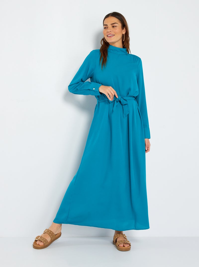 Effen lange jurk BLAUW - Kiabi