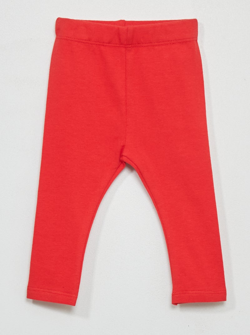 Effen lange legging van jerseystof rood - Kiabi