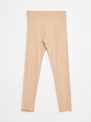 Effen lange legging van ribstof