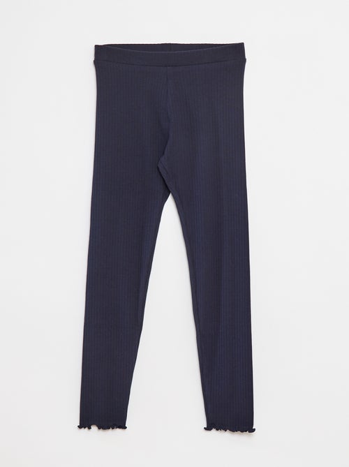 Effen lange legging van ribstof - Kiabi