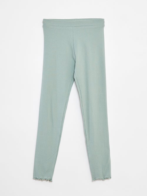Effen lange legging van ribstof - Kiabi