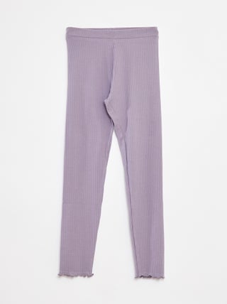 Effen lange legging van ribstof