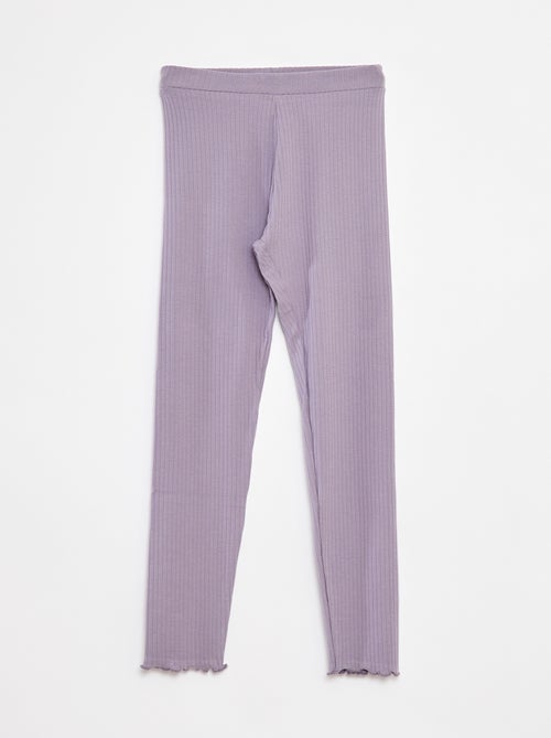 Effen lange legging van ribstof - Kiabi