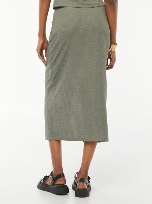 Effen lange rok van gekreukte stof - Kiabi