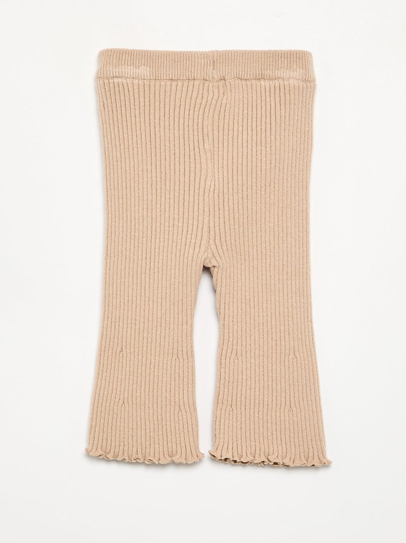 Effen legging van ribgebreide stof Biege - Kiabi