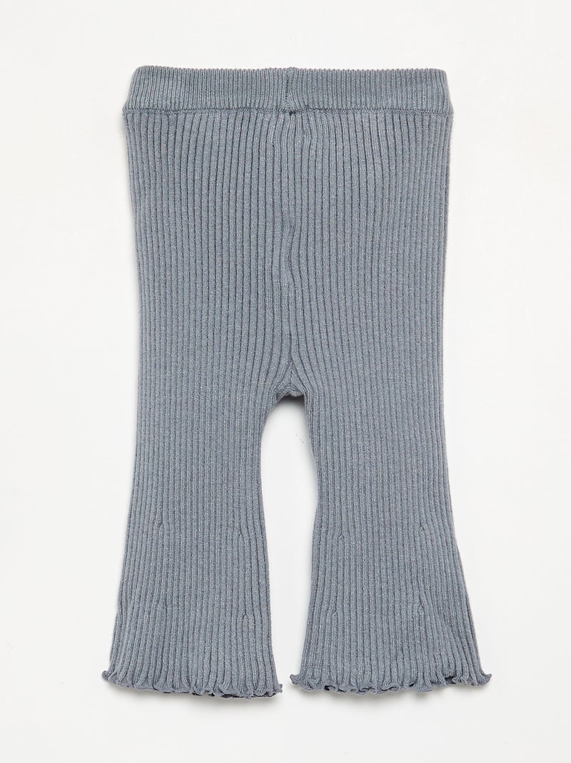 Effen legging van ribgebreide stof Blauw - Kiabi
