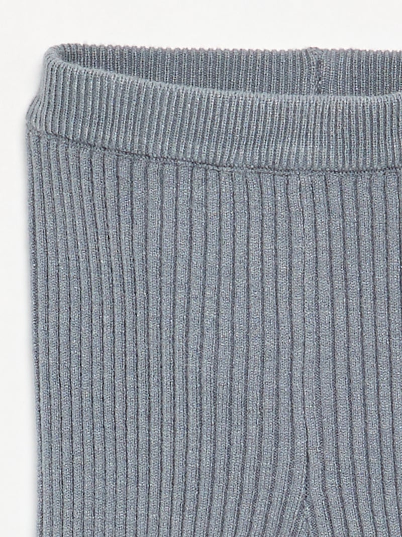 Effen legging van ribgebreide stof Blauw - Kiabi