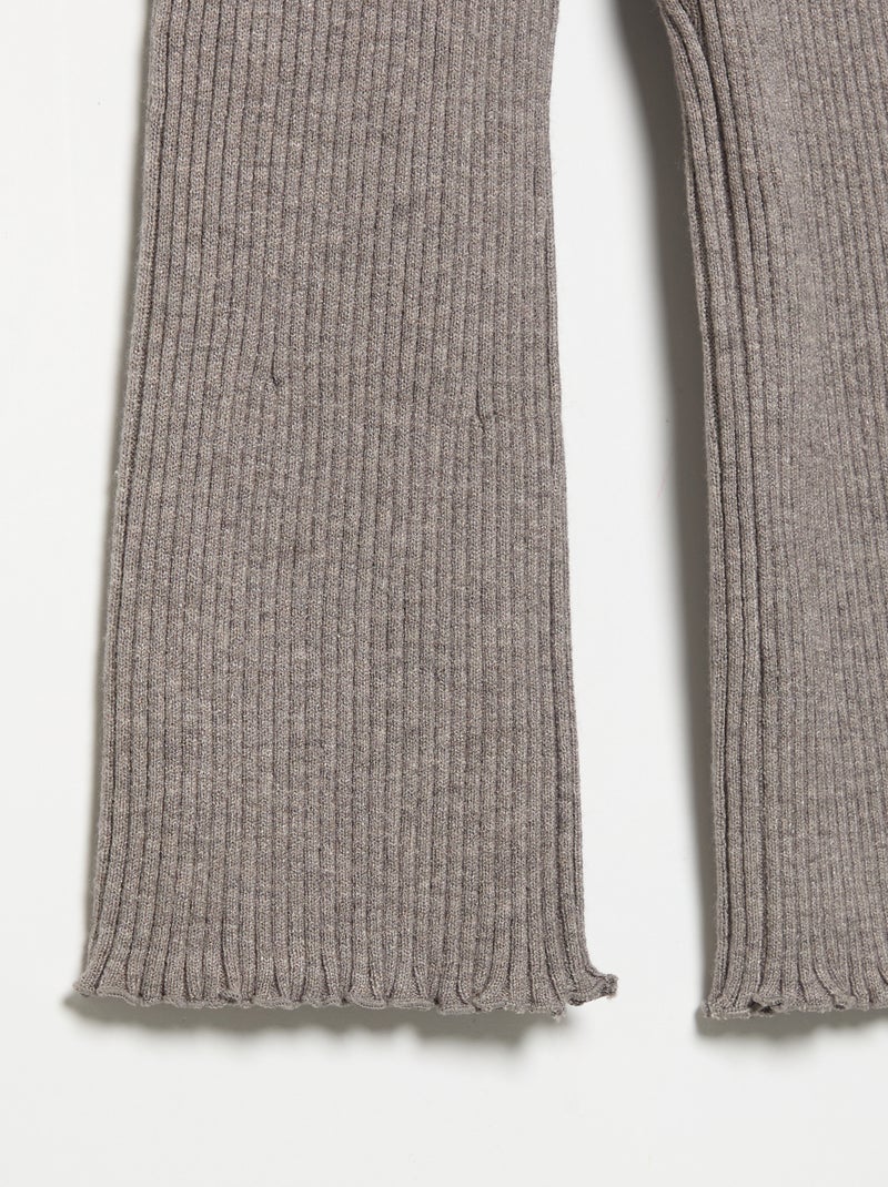 Effen legging van ribgebreide stof Bruin - Kiabi