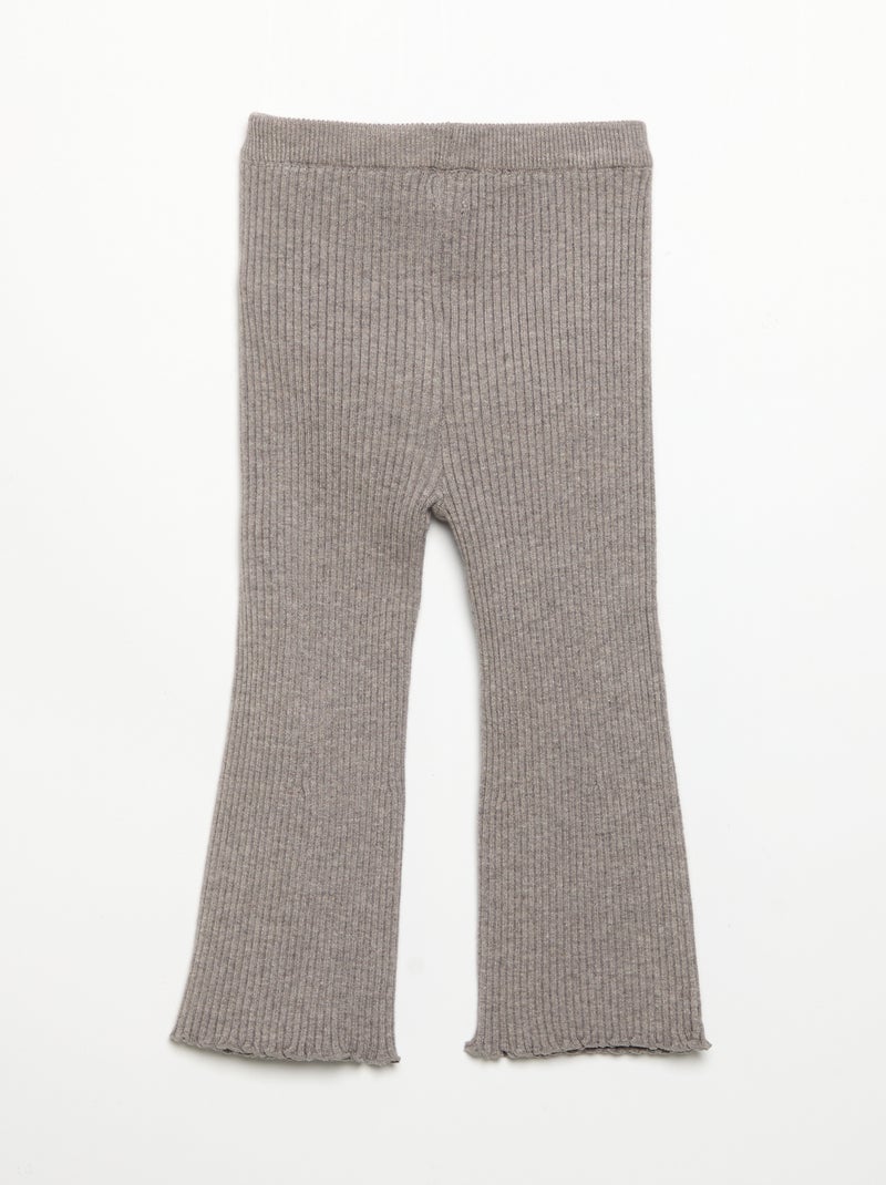 Effen legging van ribgebreide stof Bruin - Kiabi
