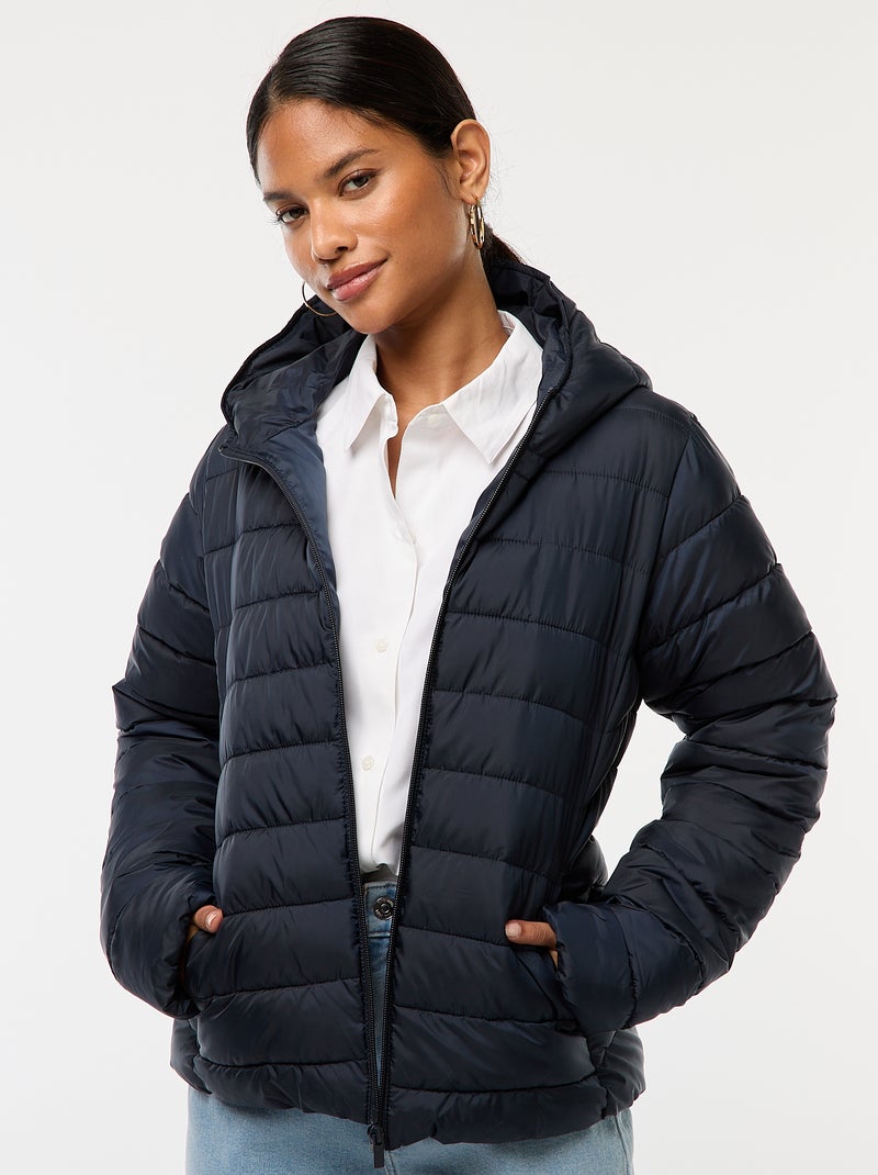 Effen licht donsjack met capuchon Blauw - Kiabi