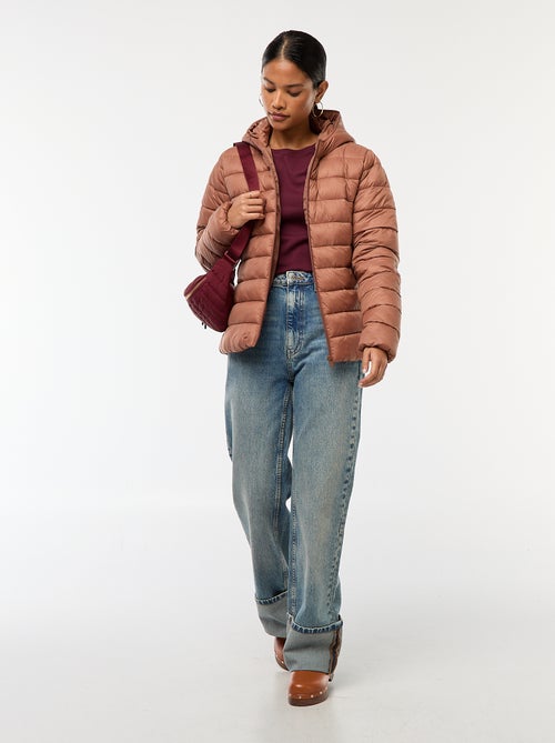 Effen licht donsjack met capuchon - Kiabi