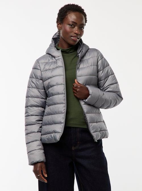 Effen licht donsjack met capuchon - Kiabi