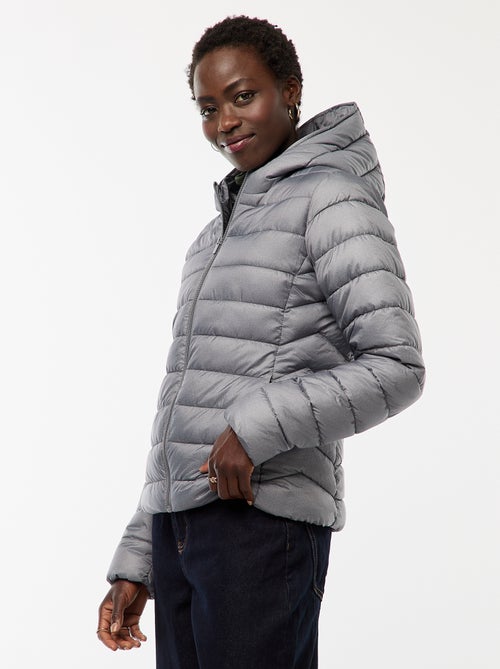 Effen licht donsjack met capuchon - Kiabi