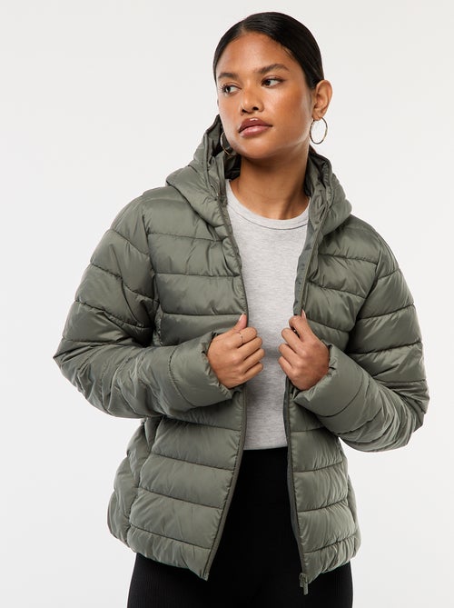 Effen licht donsjack met capuchon - Kiabi