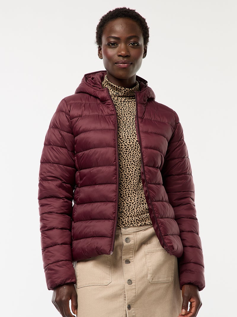 Effen licht donsjack met capuchon Rood - Kiabi