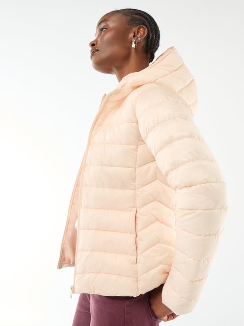 Effen licht donsjack met capuchon - Kiabi