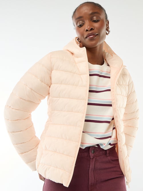 Effen licht donsjack met capuchon - Kiabi