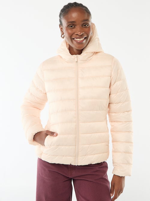 Effen licht donsjack met capuchon - Kiabi