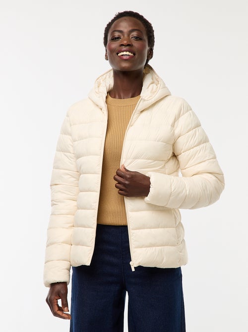 Effen licht donsjack met capuchon - Kiabi