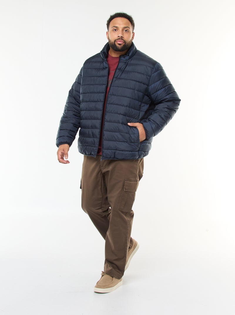 Effen licht donsjack met lange mouw en opstaande kraag Blauw - Kiabi