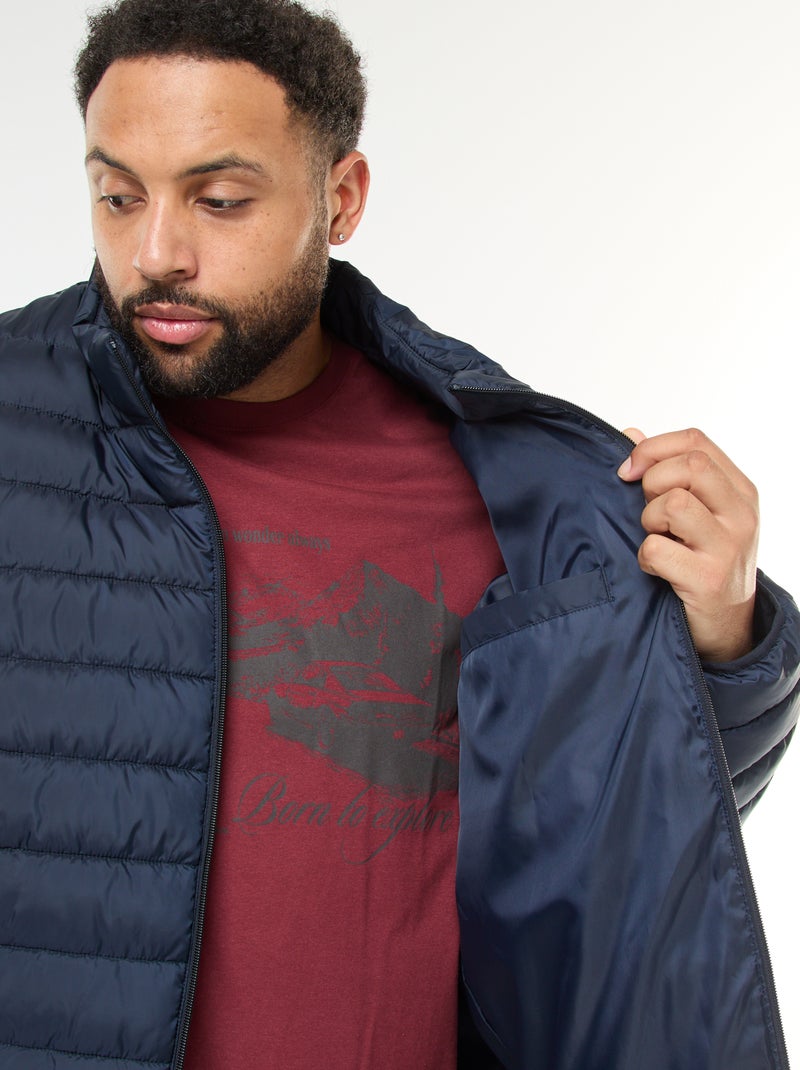 Effen licht donsjack met lange mouw en opstaande kraag Blauw - Kiabi