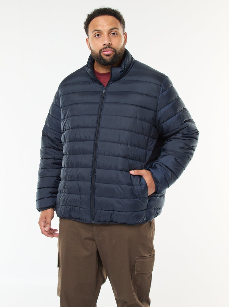 Effen licht donsjack met lange mouw en opstaande kraag Blauw - Kiabi