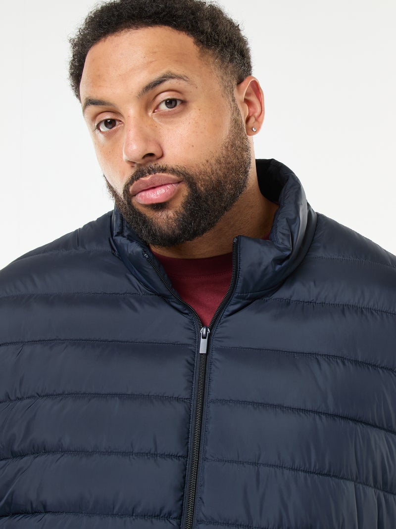 Effen licht donsjack met lange mouw en opstaande kraag Blauw - Kiabi