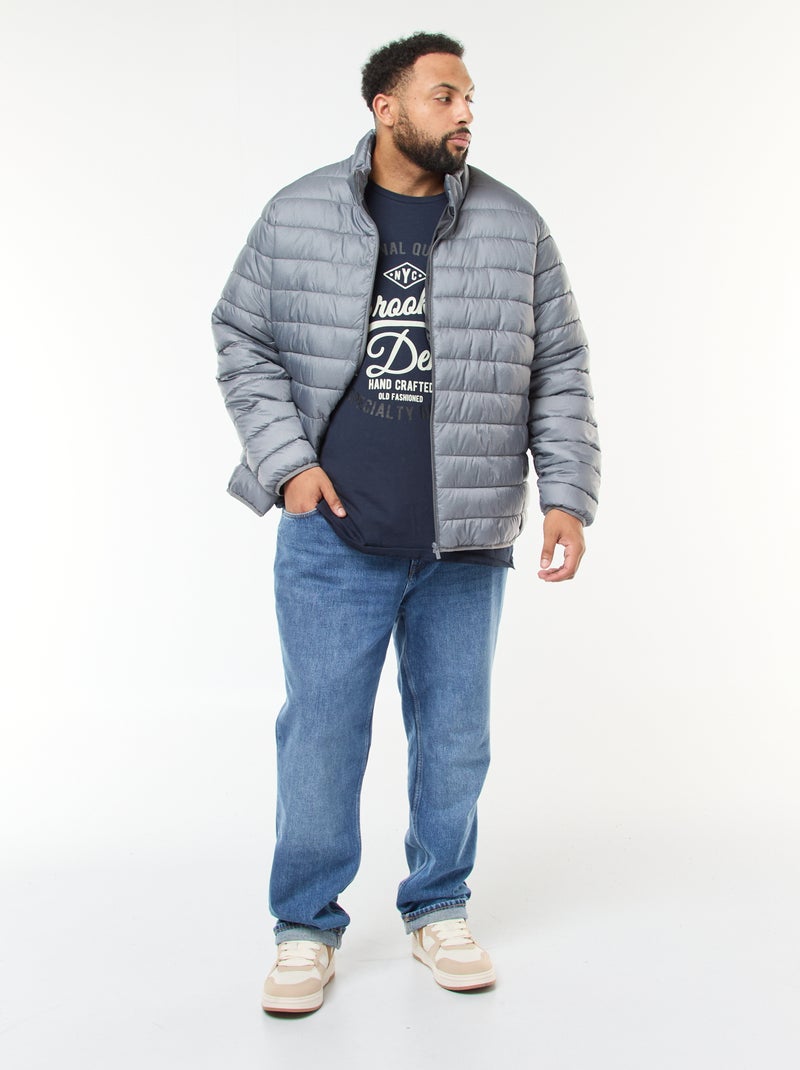 Effen licht donsjack met lange mouw en opstaande kraag Grijs - Kiabi