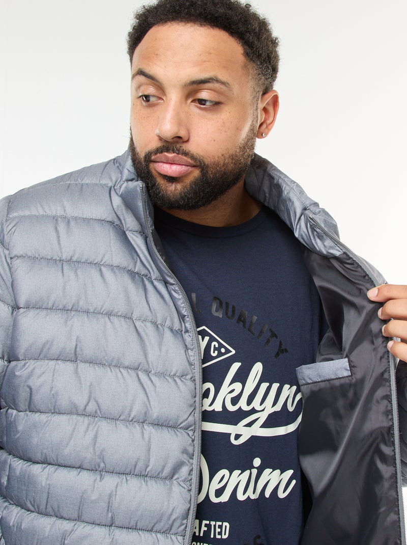 Effen licht donsjack met lange mouw en opstaande kraag Grijs - Kiabi