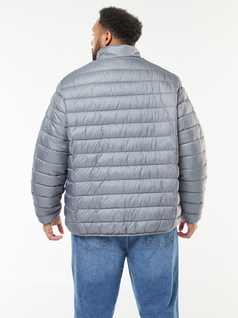 Effen licht donsjack met lange mouw en opstaande kraag Grijs - Kiabi