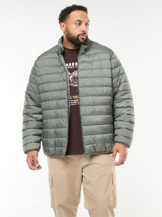 Effen licht donsjack met lange mouw en opstaande kraag