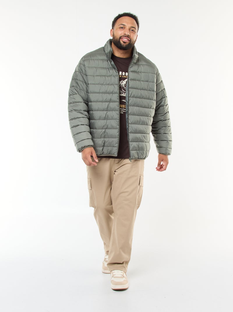 Effen licht donsjack met lange mouw en opstaande kraag Groen - Kiabi