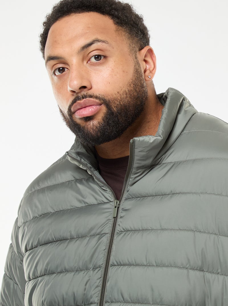 Effen licht donsjack met lange mouw en opstaande kraag Groen - Kiabi