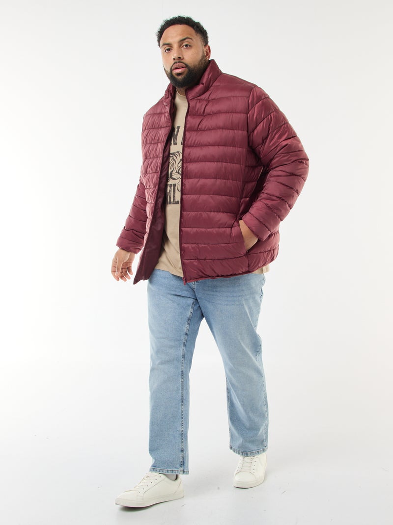 Effen licht donsjack met lange mouw en opstaande kraag Rood - Kiabi