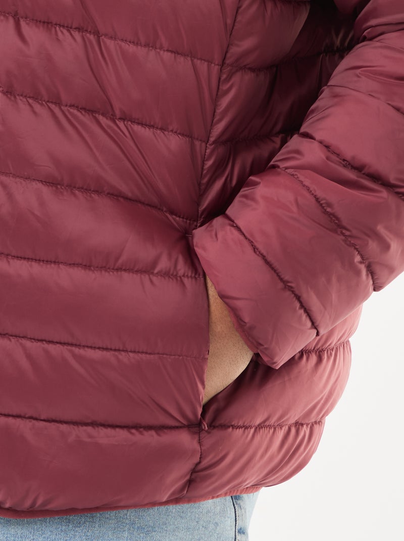 Effen licht donsjack met lange mouw en opstaande kraag Rood - Kiabi