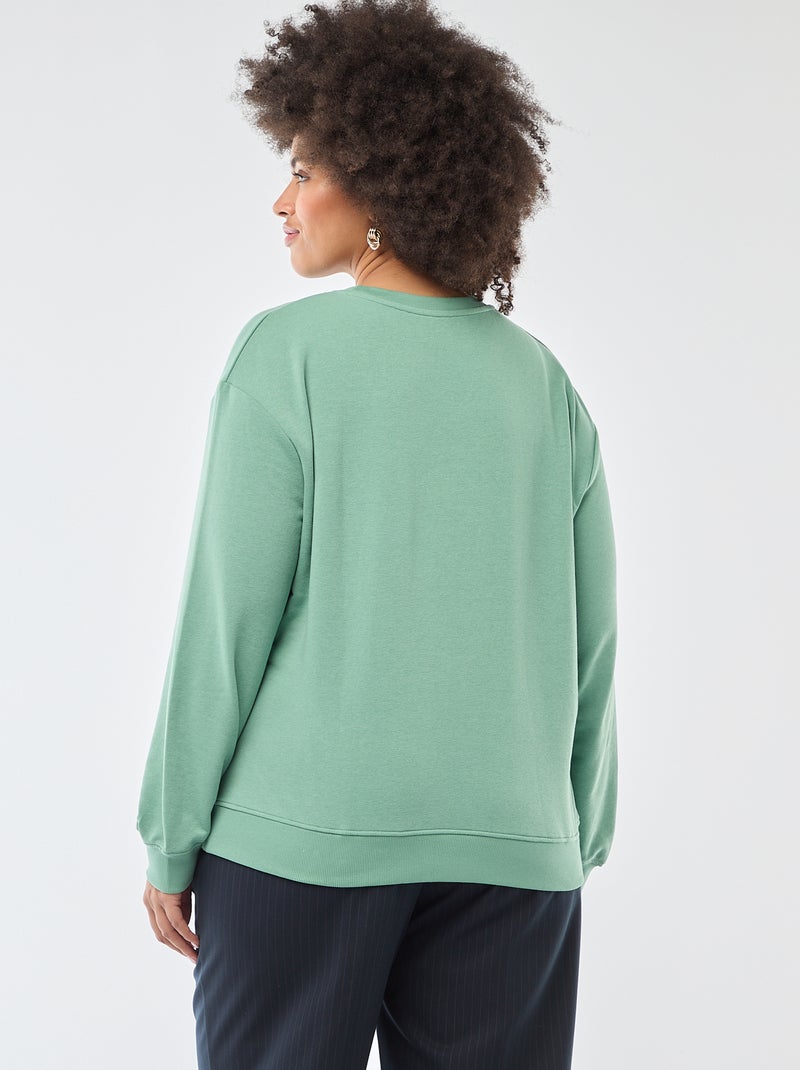 Effen lichte sweater met ronde hals Groen - Kiabi