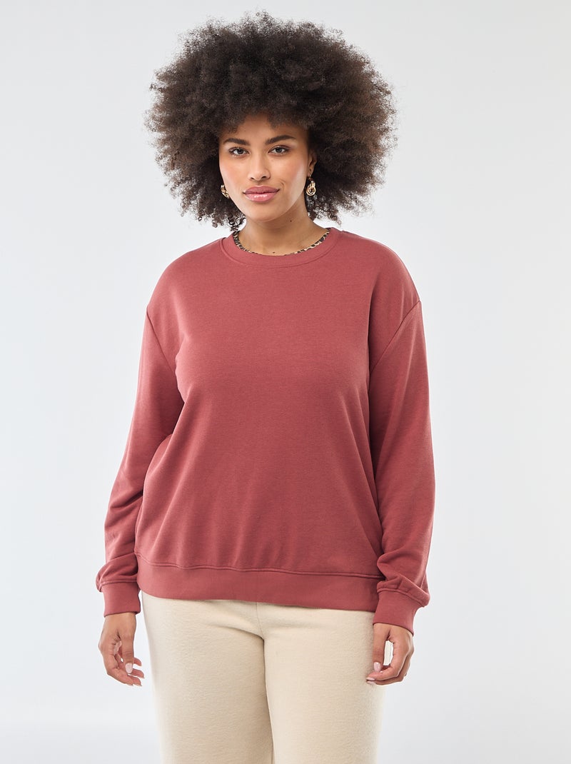 Effen lichte sweater met ronde hals Rood - Kiabi