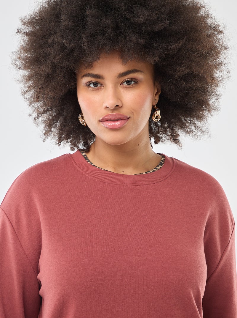 Effen lichte sweater met ronde hals Rood - Kiabi