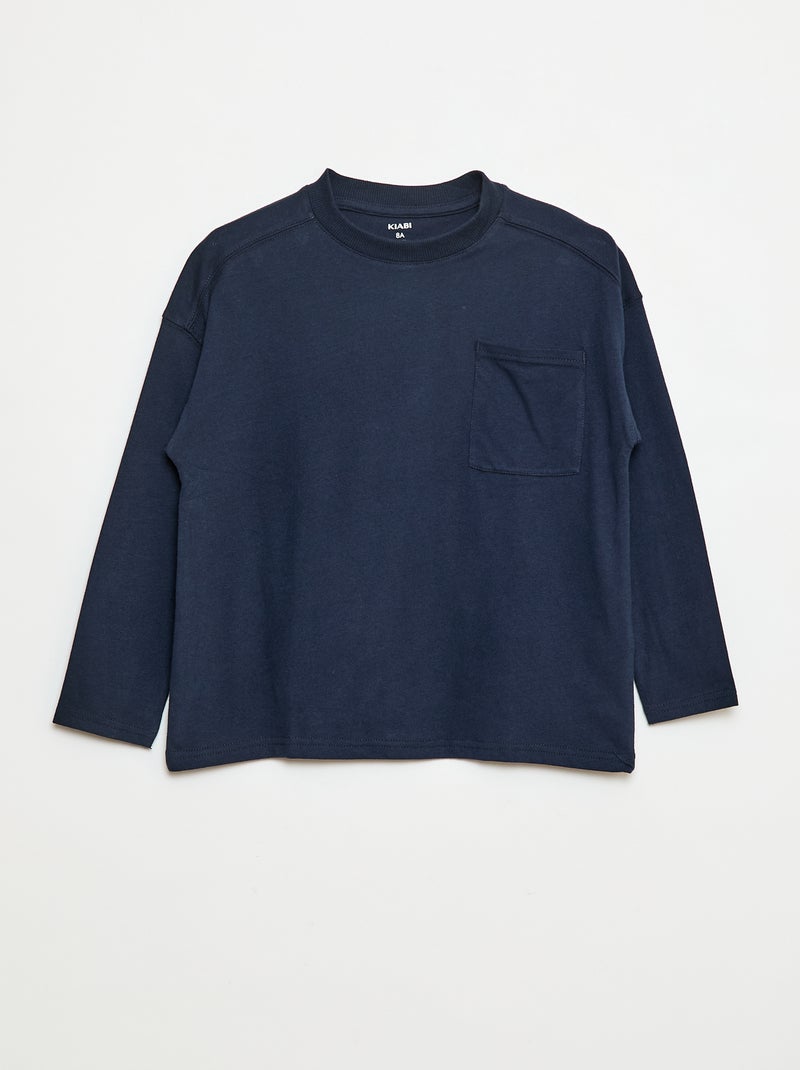 Effen loose-fit T-shirt Blauw - Kiabi